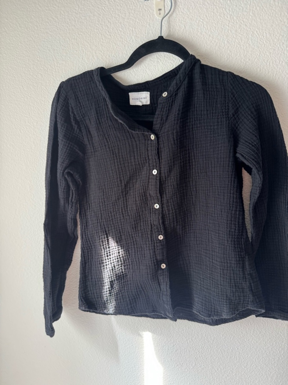 HONORINE Black Button-Front Gauze Shirt